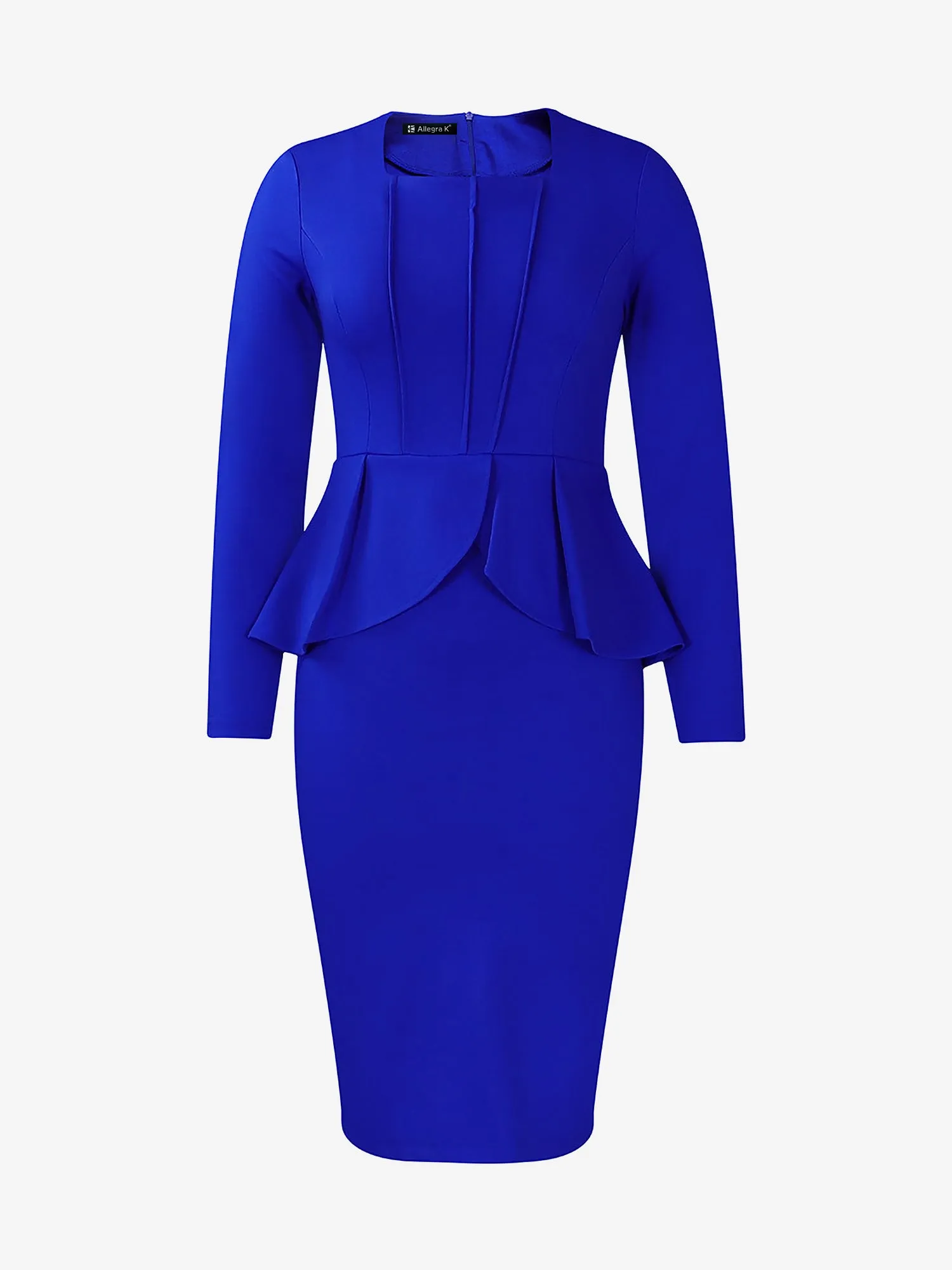 Flattering Slim Fit with Hidden Zipper Solid Color Long Sleeves Midi Sheath Date Nights & Cocktail Parties Dress sold by Allegra K product image thumbnail 2