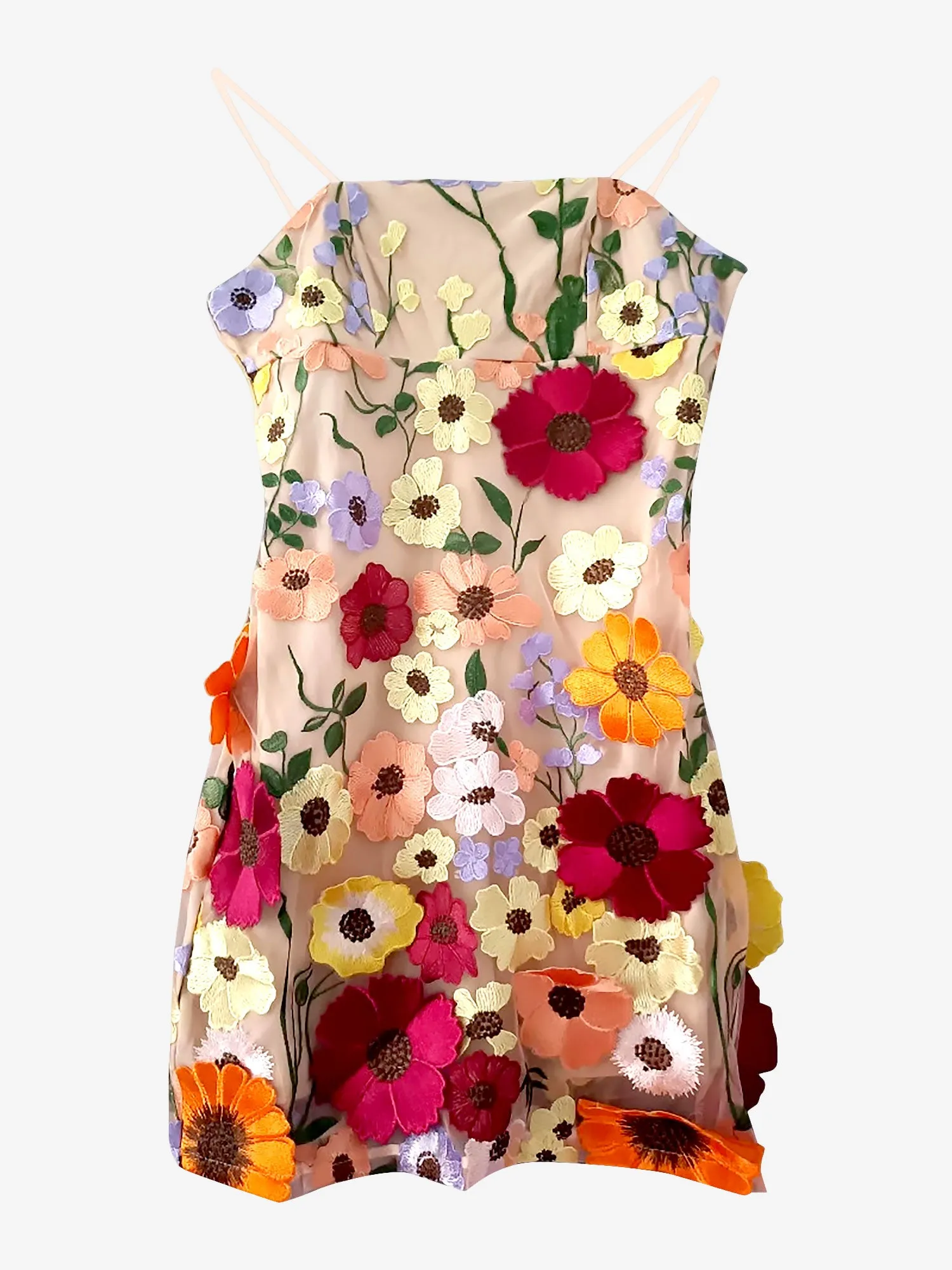 Floral Embroidery Spaghetti Strap Mini Dress sold by Allegra K product image thumbnail 4