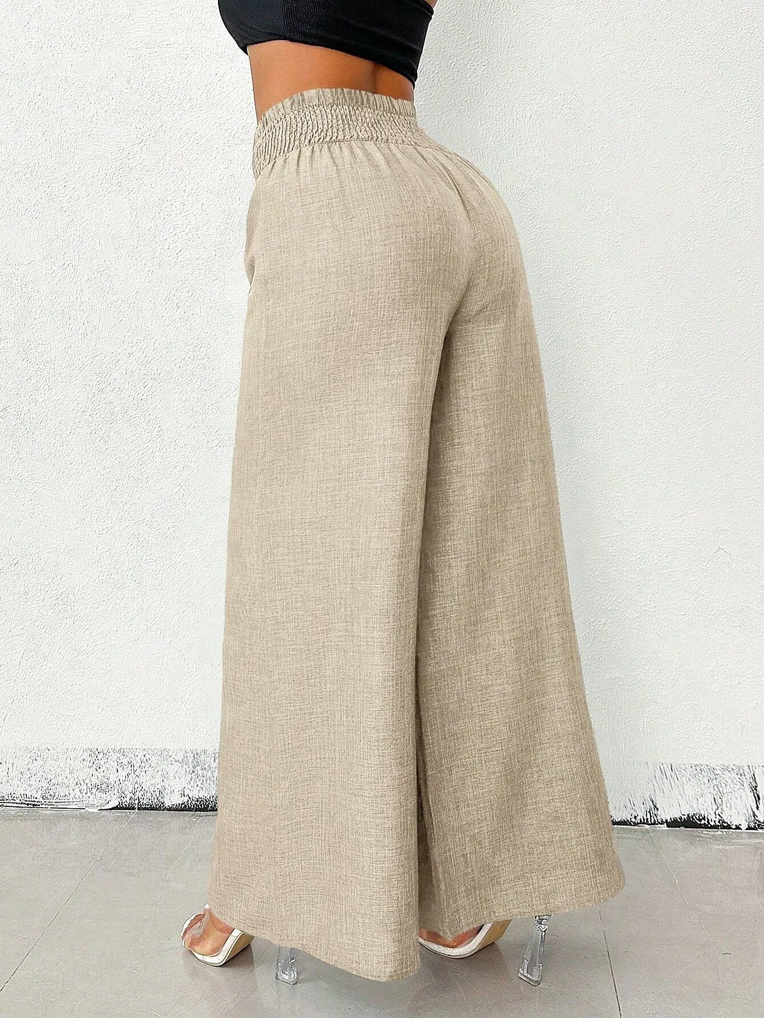 Smocked Elastic Waist Wide Leg Trousers Pants sold by Allegra K product image thumbnail 5