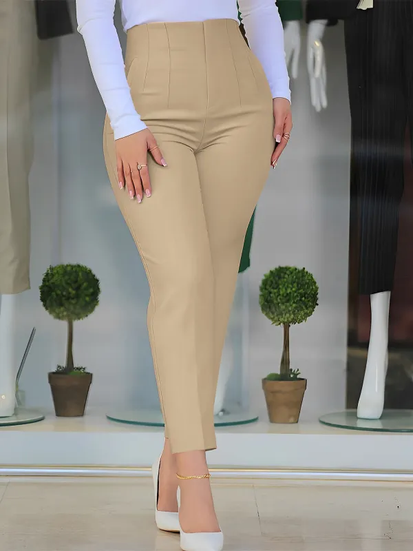 Slim Fit Solid Color Pleated Straight Leg Casual Pants sold by Allegra K
