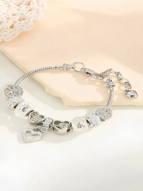 Heart Shaped Metal Pendant Chain Bracelet made by Allegra K