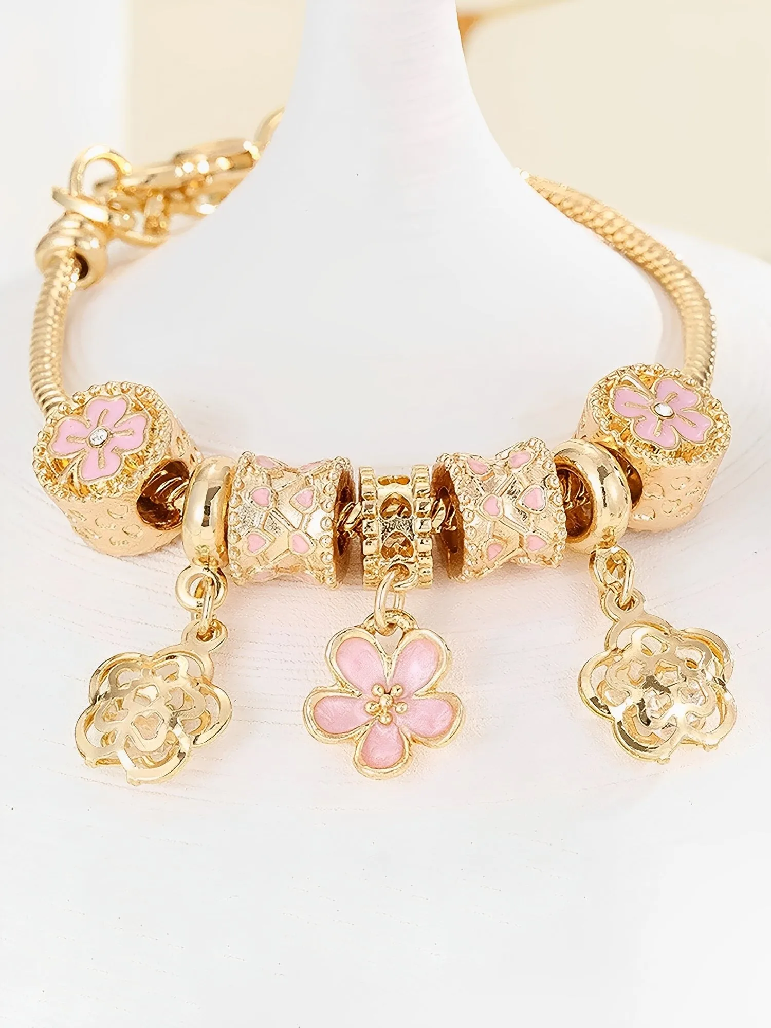 Flower Metal Pendant Chain Bracelet sold by Allegra K product image thumbnail 3