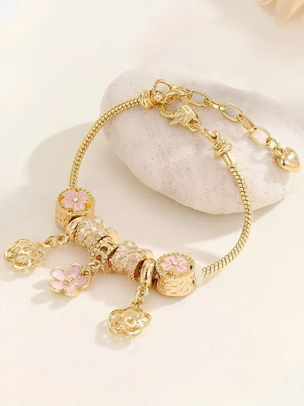 Flower Metal Pendant Chain Bracelet made by Allegra K