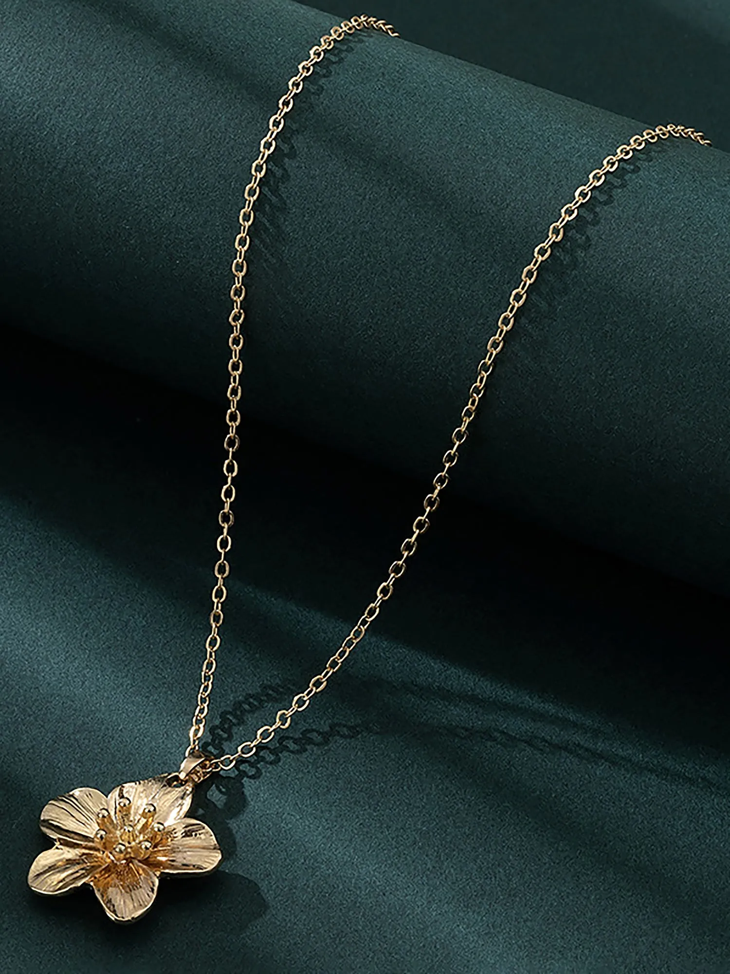 Alloy Gold Color Flower Pendant Necklace sold by Allegra K product image thumbnail 4