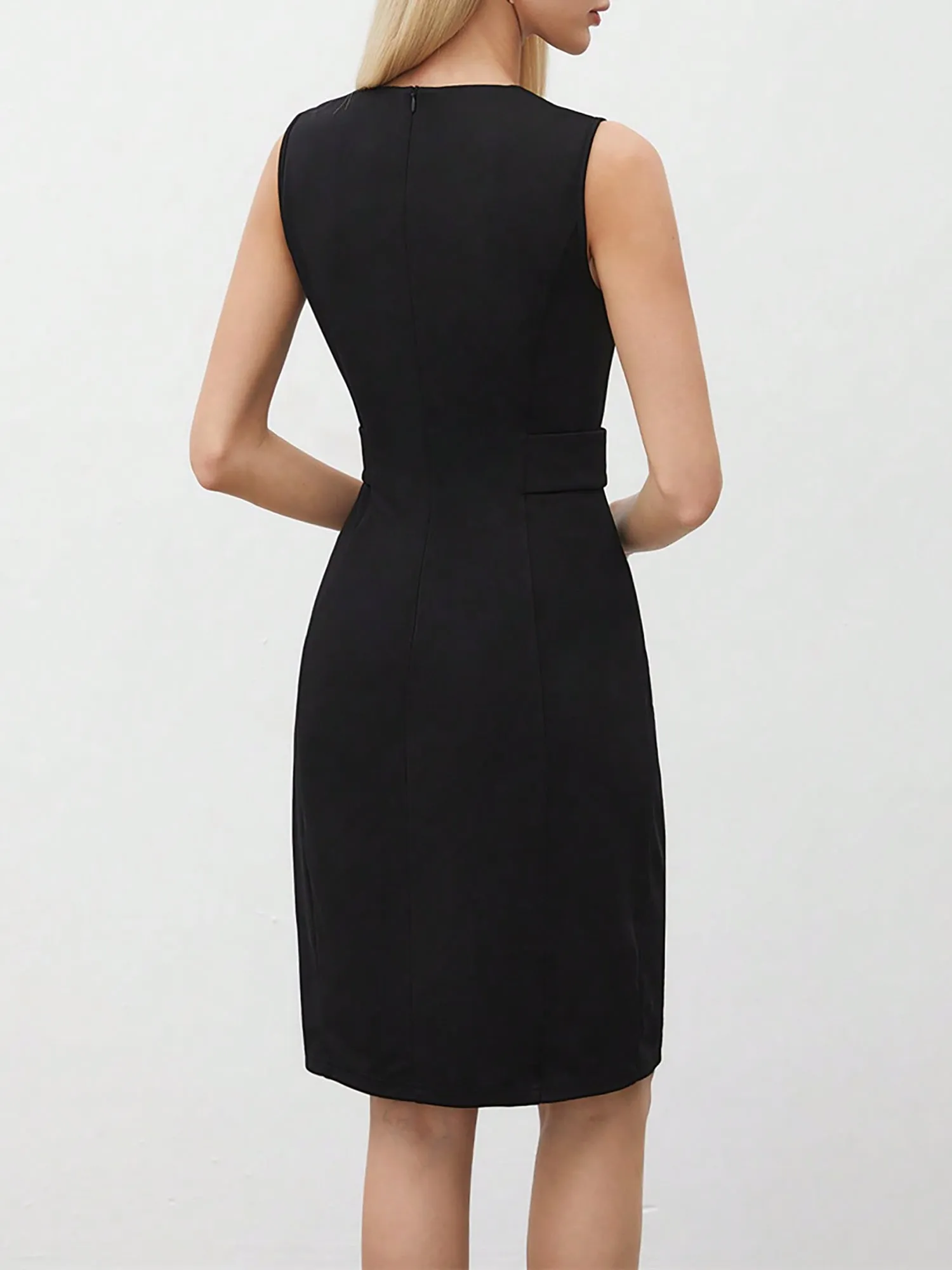 Notch Neck Sleeveless Button Decor Sheath Dress sold by Allegra K product image thumbnail 2