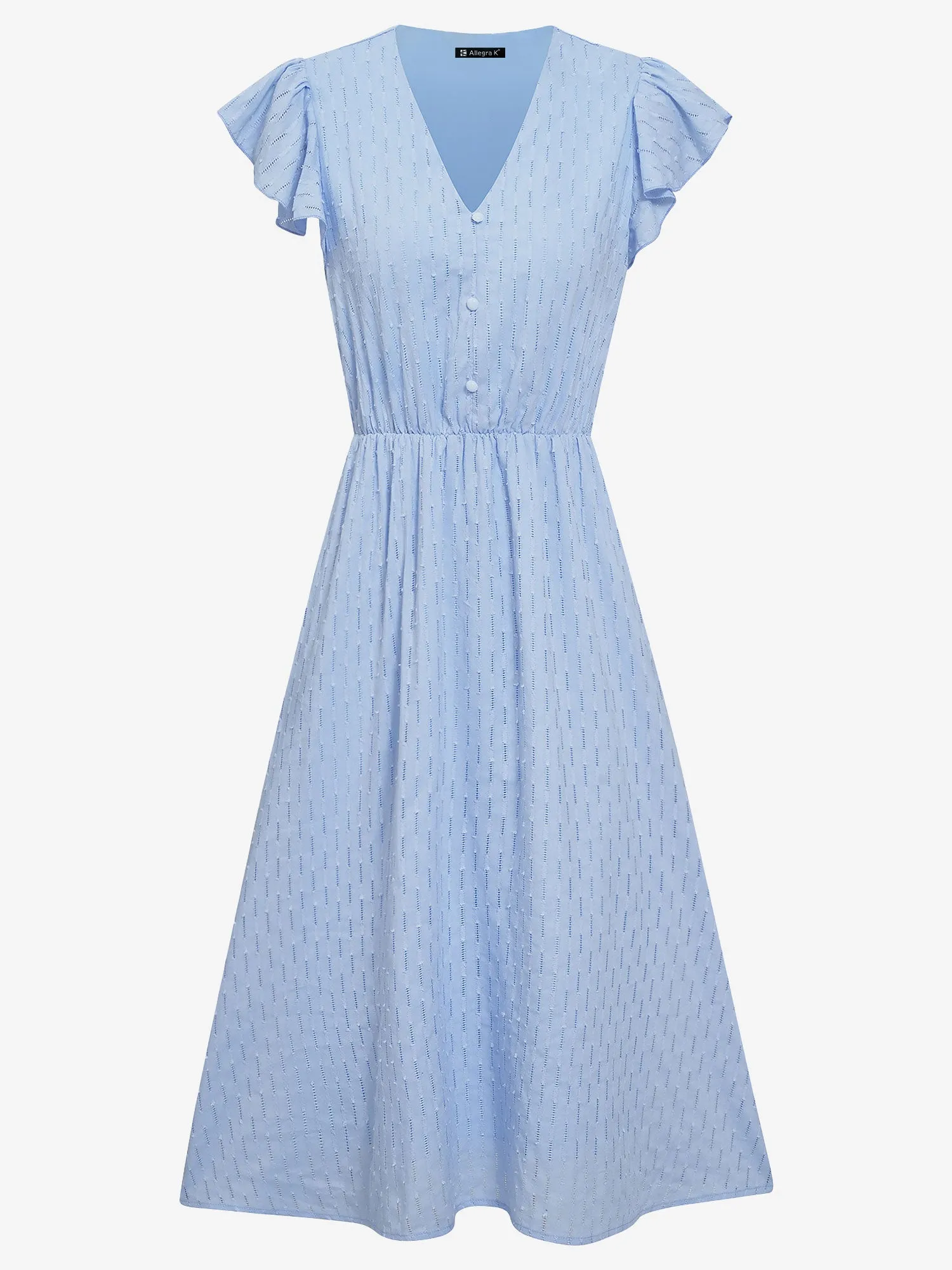 Ruffled Short Sleeves Textured A-Line Midi Dress sold by Allegra K product image thumbnail 5