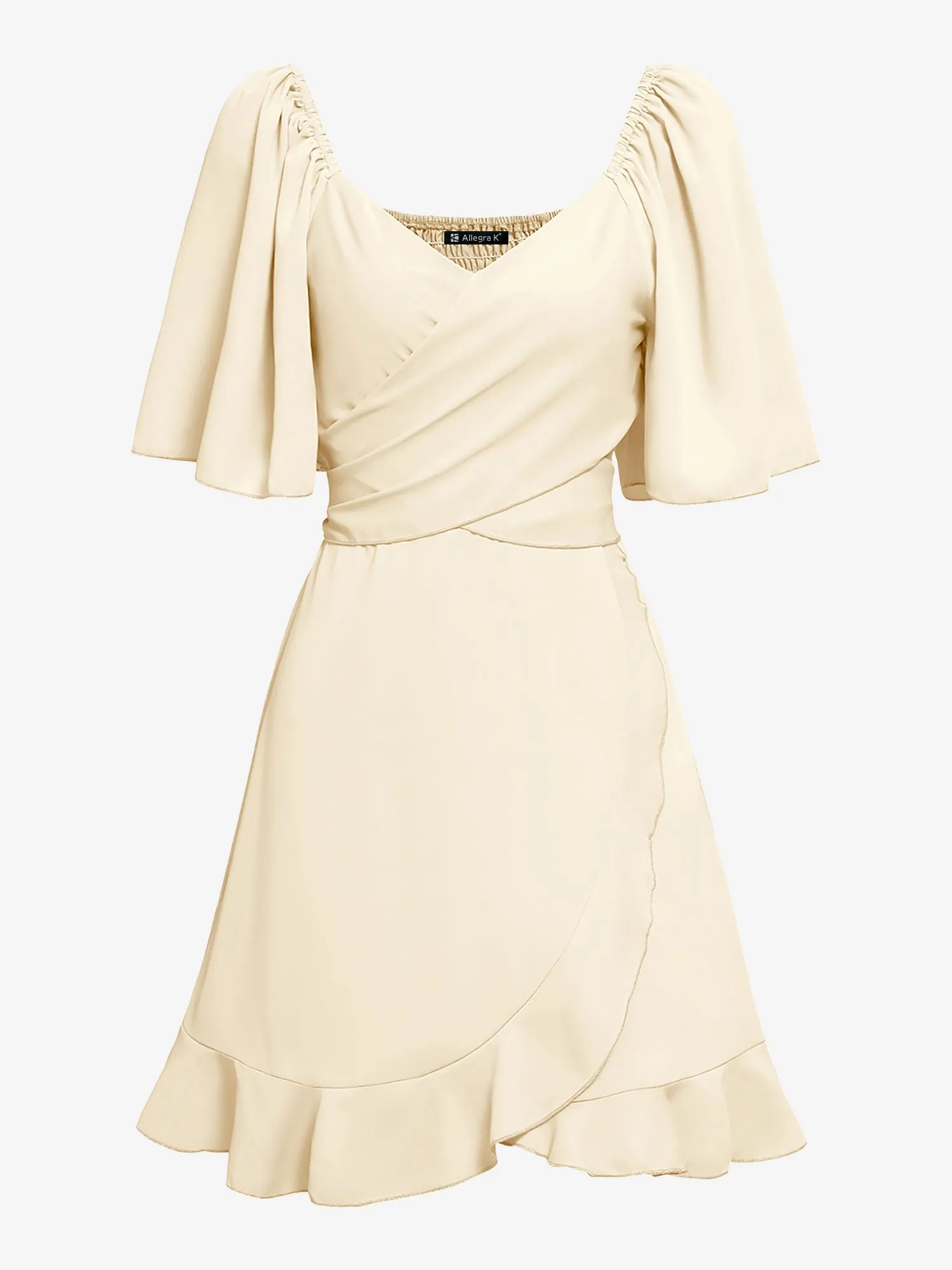 Flare Sleeves Smocked Lace-Up Ruffled Mini Dress sold by Allegra K product image thumbnail 5