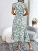 Floral Ruffled Cap Sleeves A-Line Midi Dress sold by Allegra K