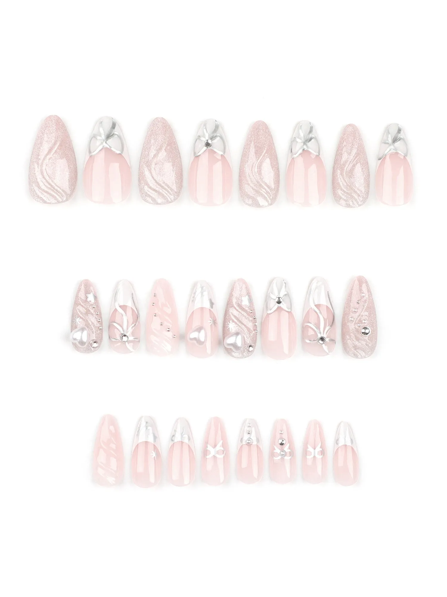 1 Pack Bow Medium Almond Press-On Nails sold by Allegra K