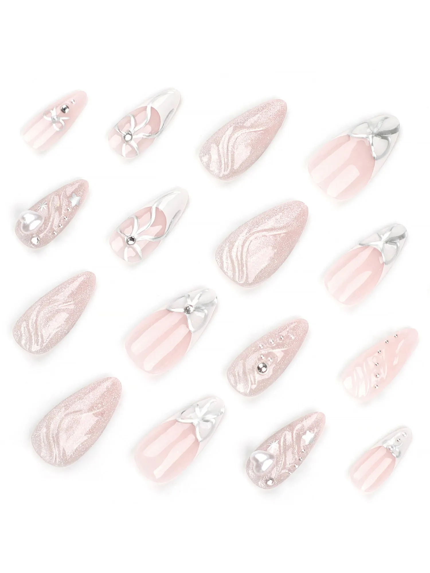 1 Pack Bow Medium Almond Press-On Nails sold by Allegra K product image thumbnail 4