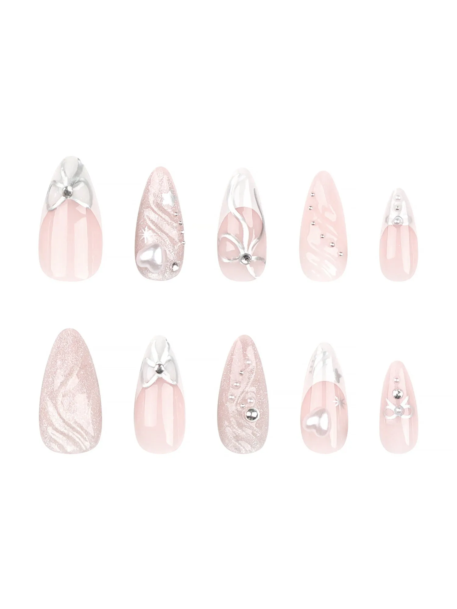 1 Pack Bow Medium Almond Press-On Nails sold by Allegra K product image thumbnail 3