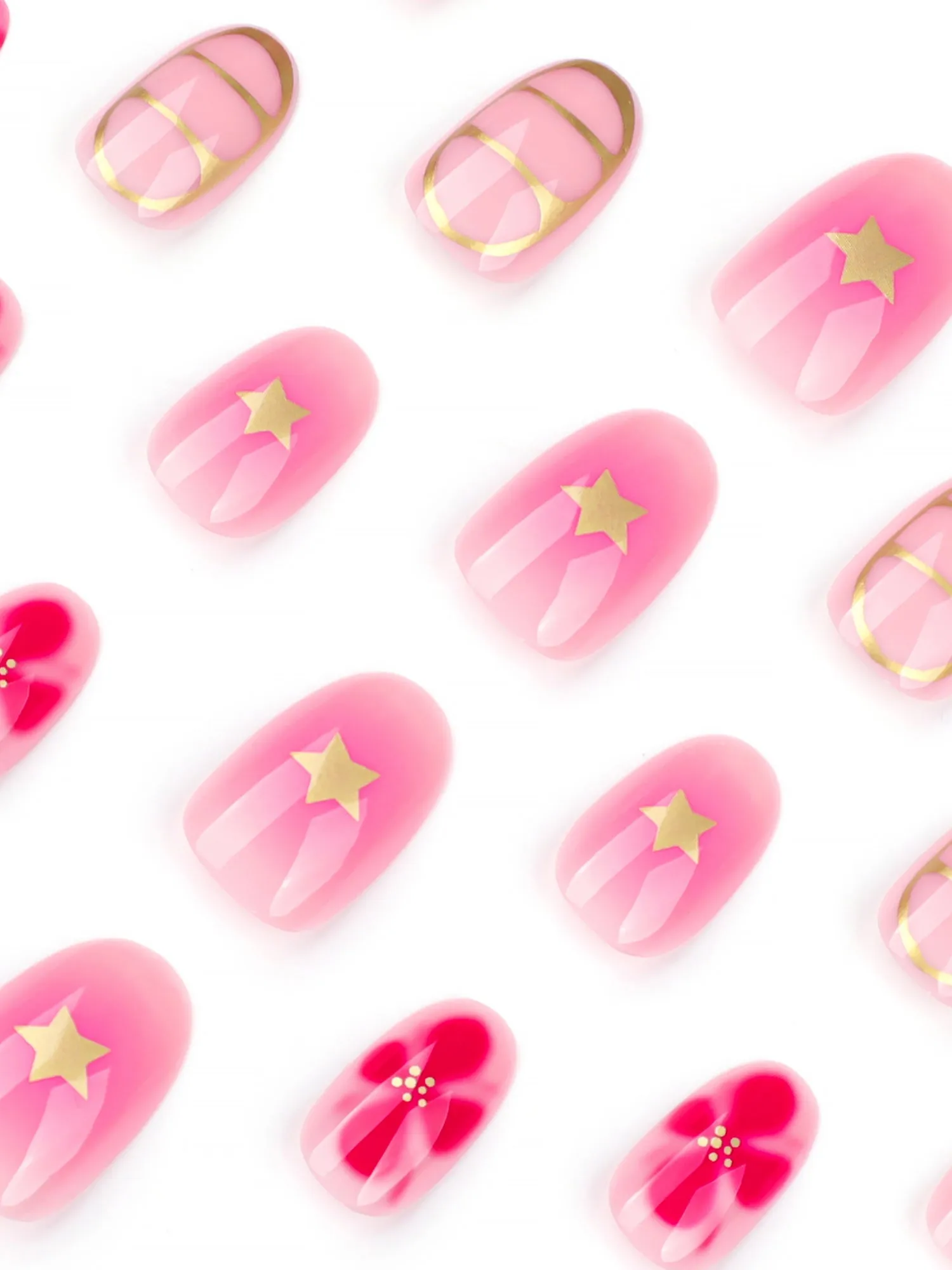 1 Pack Floral Stars Medium Oval Press-On Nails sold by Allegra K product image thumbnail 3