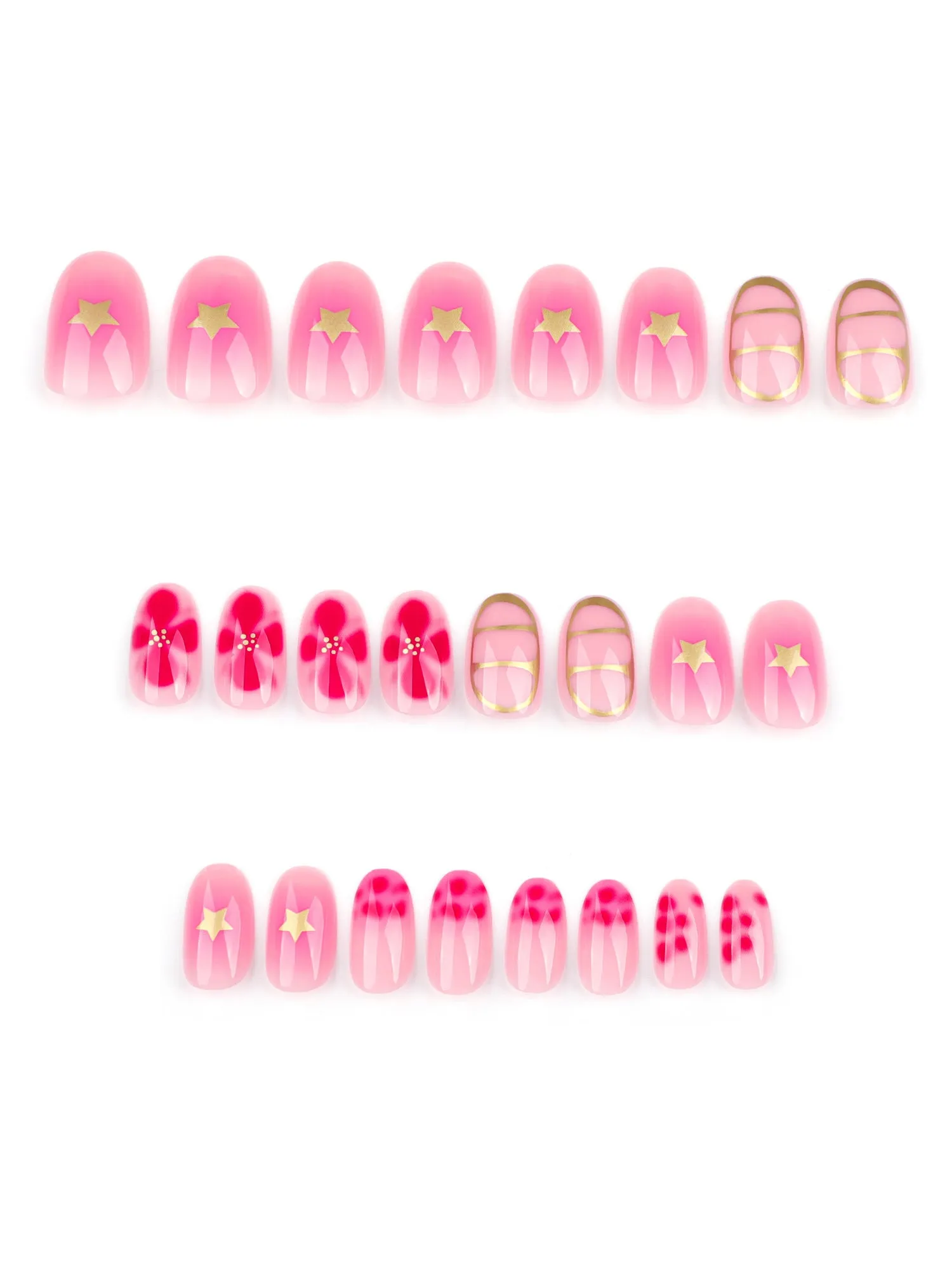 1 Pack Floral Stars Medium Oval Press-On Nails sold by Allegra K