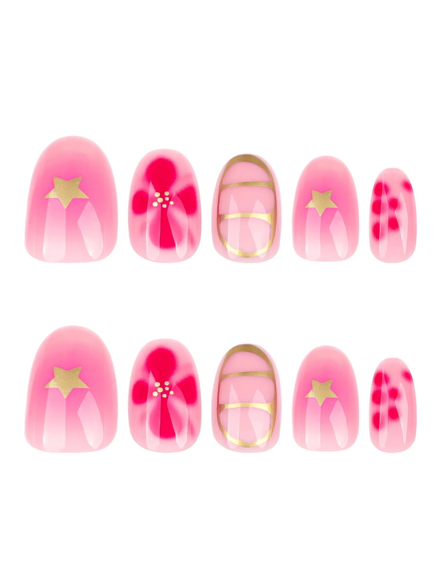 1 Pack Floral Stars Medium Oval Press-On Nails sold by Allegra K product image thumbnail 4