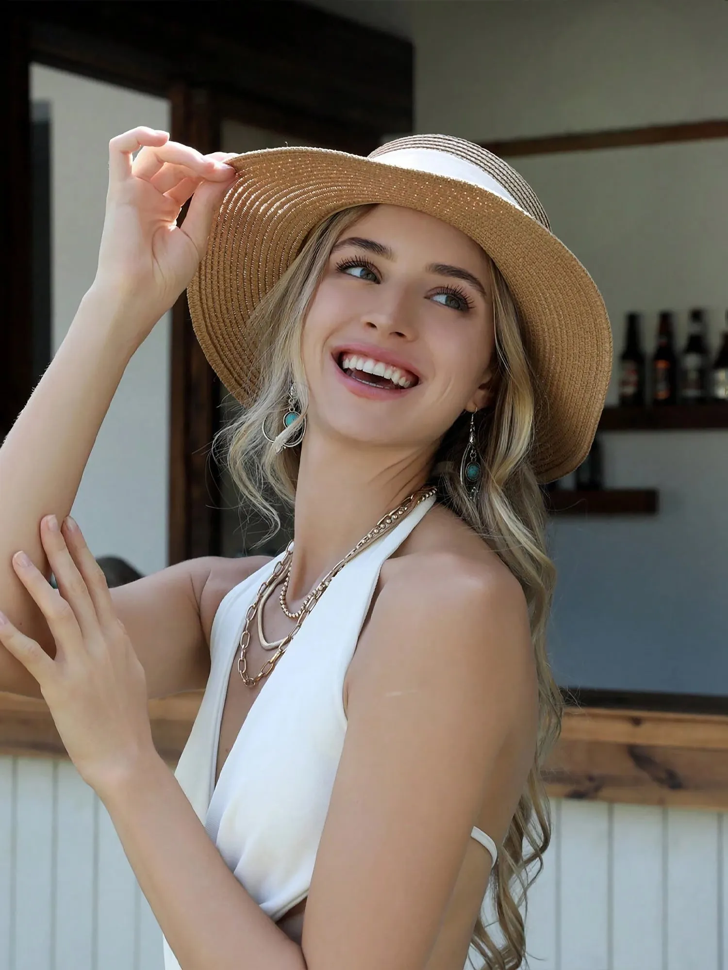 Bohemian Style Bow Knot Straw Hat sold by Allegra K product image thumbnail 4