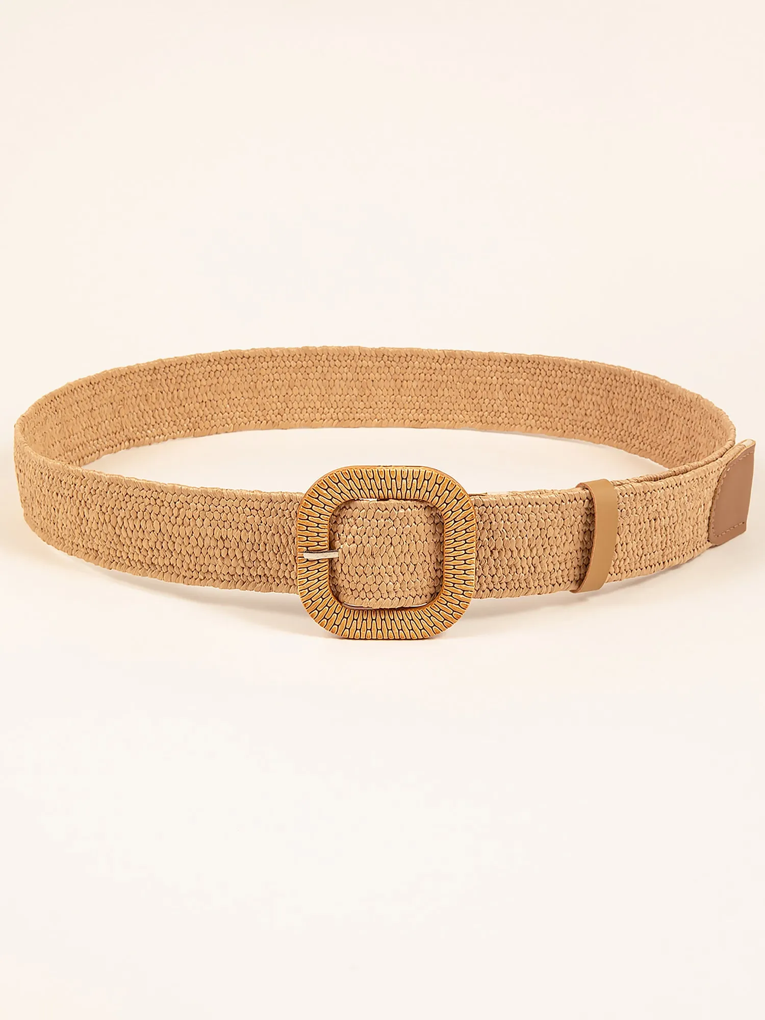 Bohemian Straw Woven Round Buckle Belt sold by Allegra K product image thumbnail 2
