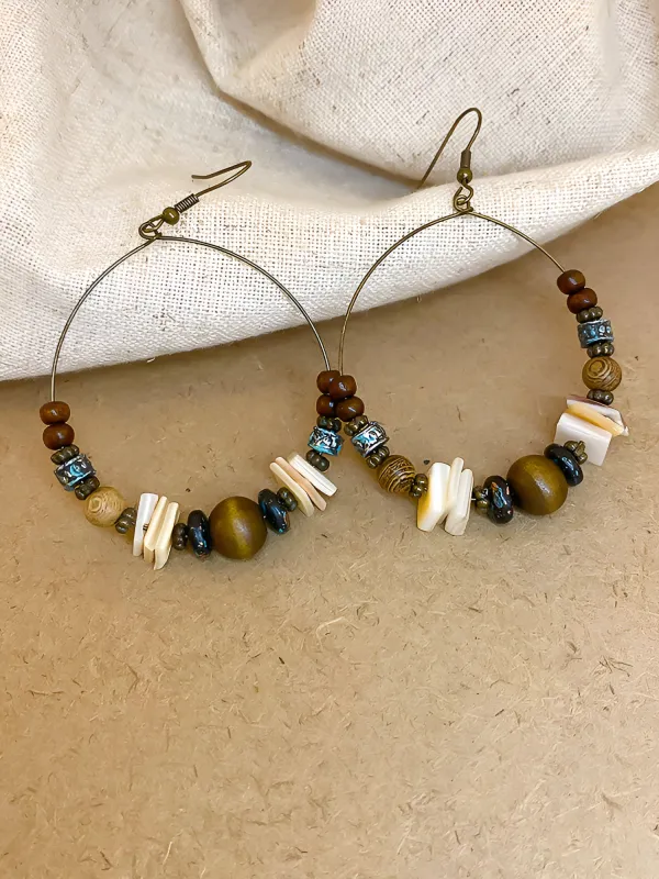 Bohemian Beaded Geometric Hoop Earrings made by Allegra K