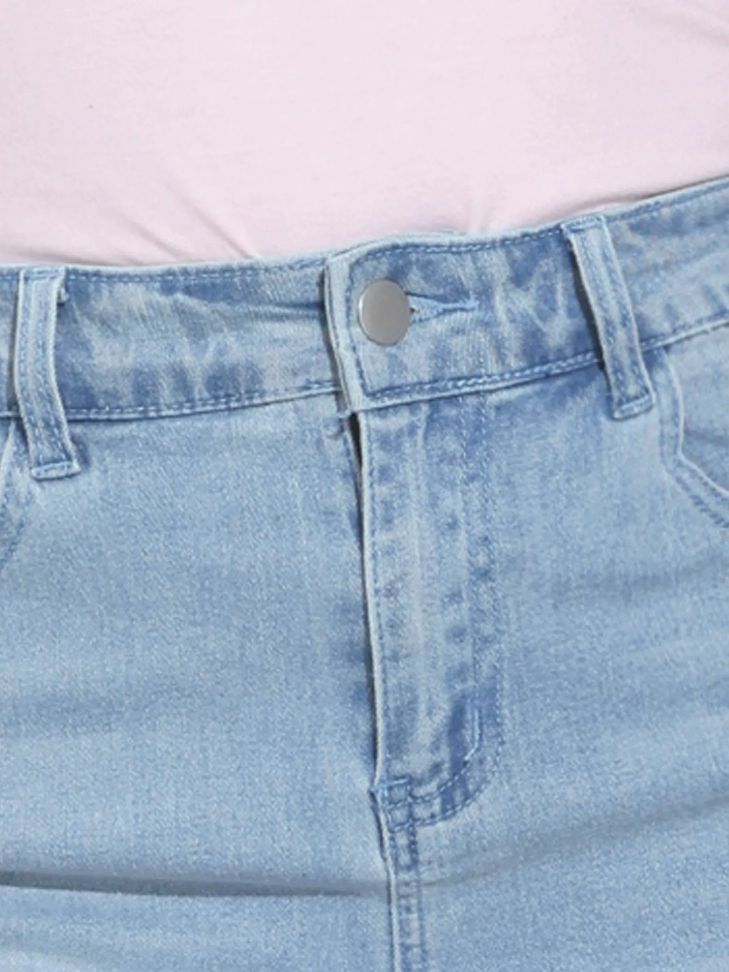 Basic High Waist Ripped Hem Washed Jeans Denim Skirt sold by Allegra K product image thumbnail 4