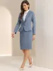 2 Pieces Long Sleeve Blazer & Pencil Skirt Suit Set sold by Allegra K