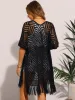 Open Front Boho Lightweight Fringe Kimono Cover Ups sold by Allegra K