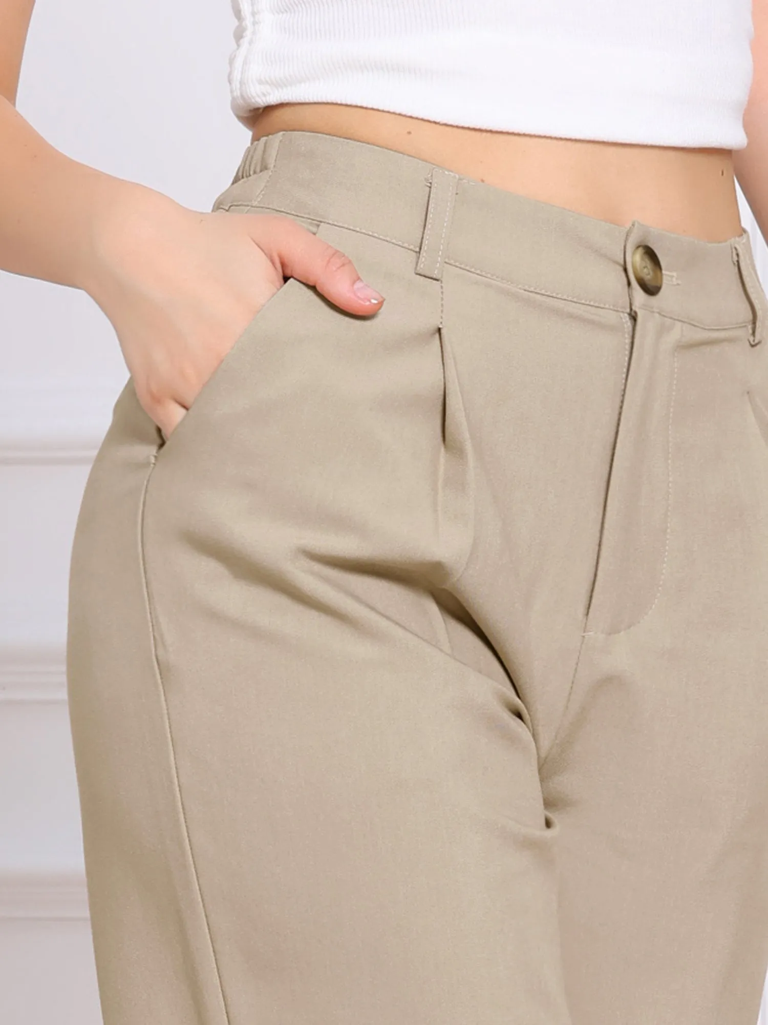 Elastic Waisted Straight Legs Work Dressy Pants sold by Allegra K product image thumbnail 4