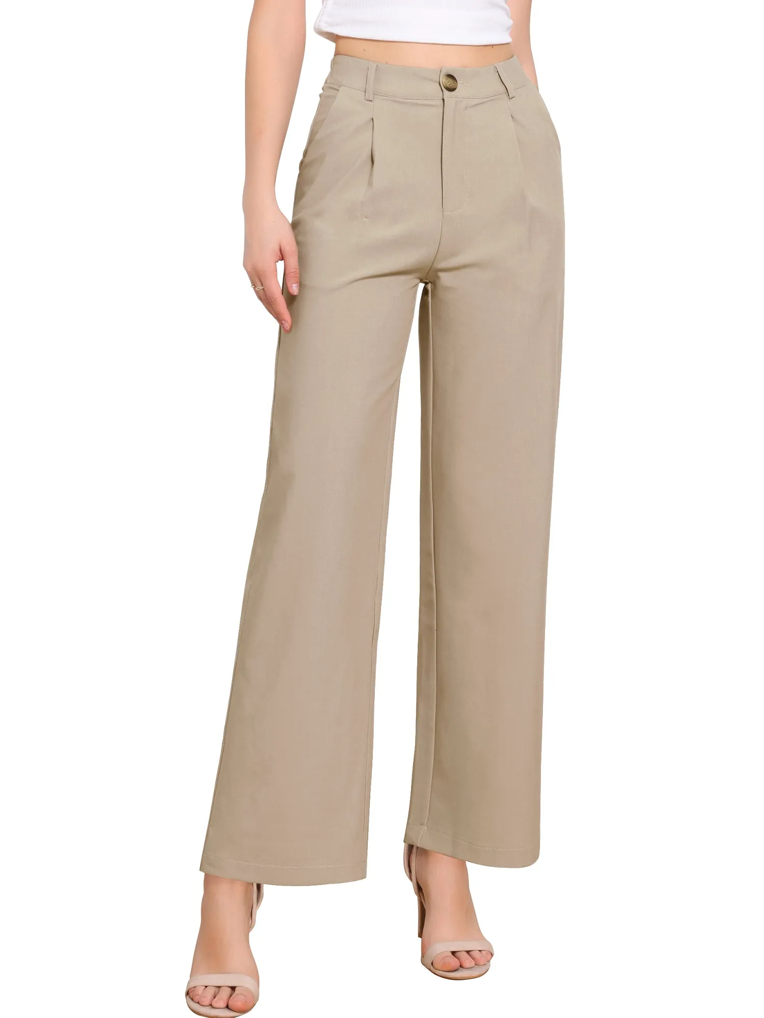 Elastic Waisted Straight Legs Work Dressy Pants sold by Allegra K product image thumbnail 5