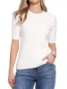 Short Sleeve Crew Neck Knit Casual Sweater Top sold by Allegra K