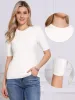 Short Sleeve Crew Neck Knit Casual Sweater Top sold by Allegra K