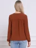V Neck Long Sleeves Lace Trim Casual Blouse sold by Allegra K
