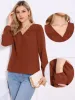 V Neck Long Sleeves Lace Trim Casual Blouse sold by Allegra K