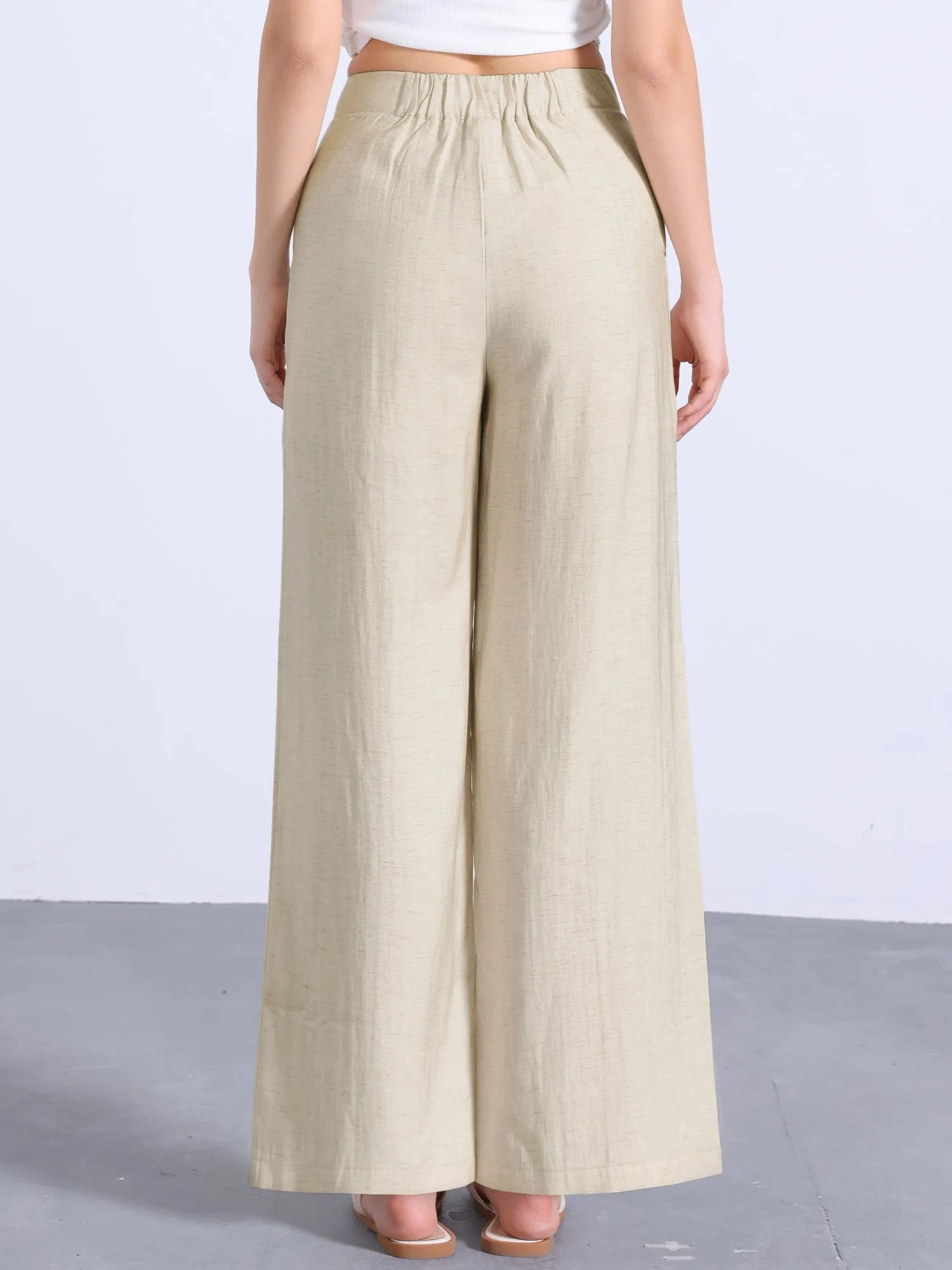 Casual Wide Leg Elastic Waist One Button Pocketed Pants sold by Allegra K product image thumbnail 2