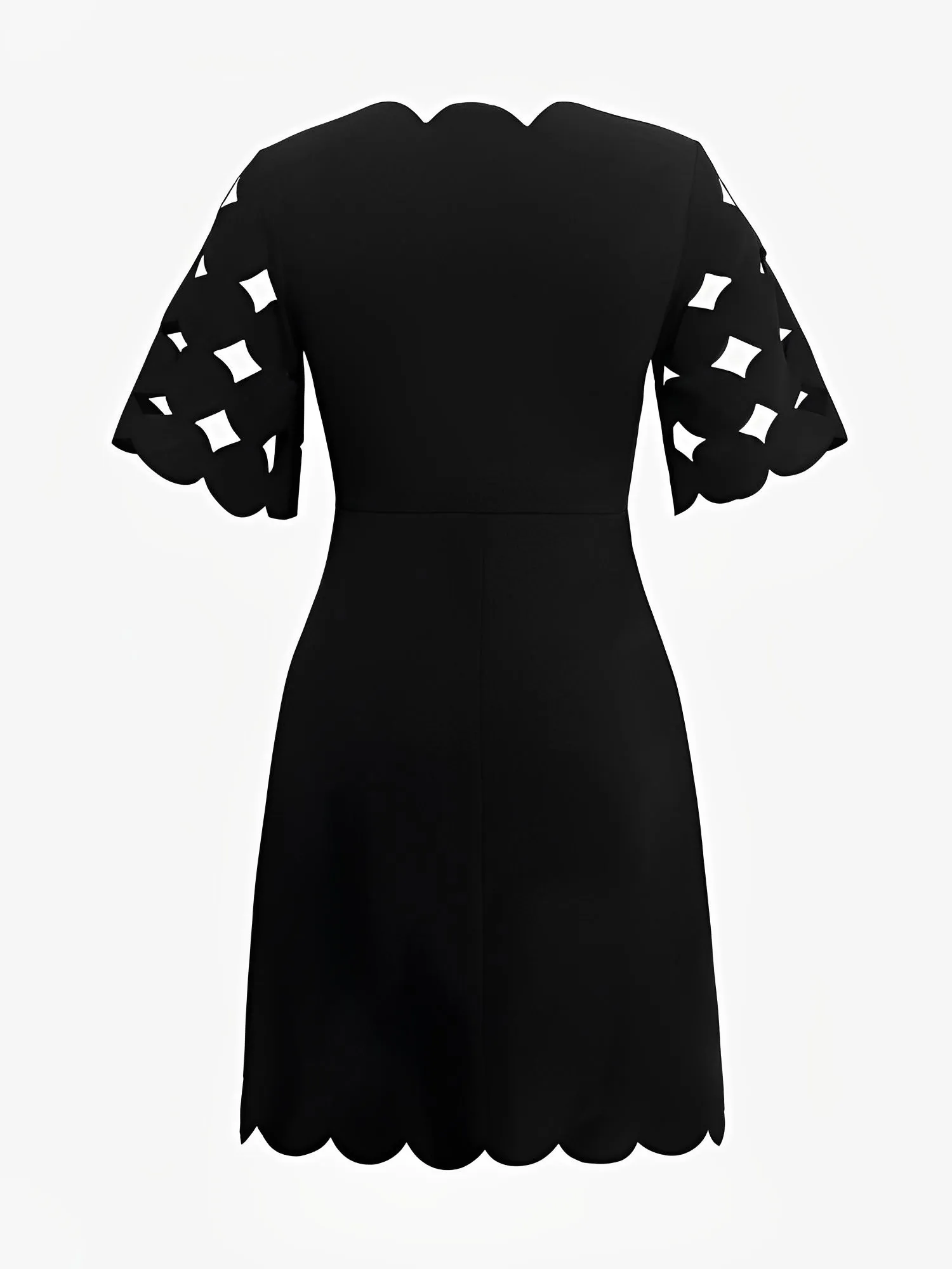 Solid Color Hollow Short Sleeve A-Line Midi Dress sold by Allegra K product image thumbnail 5