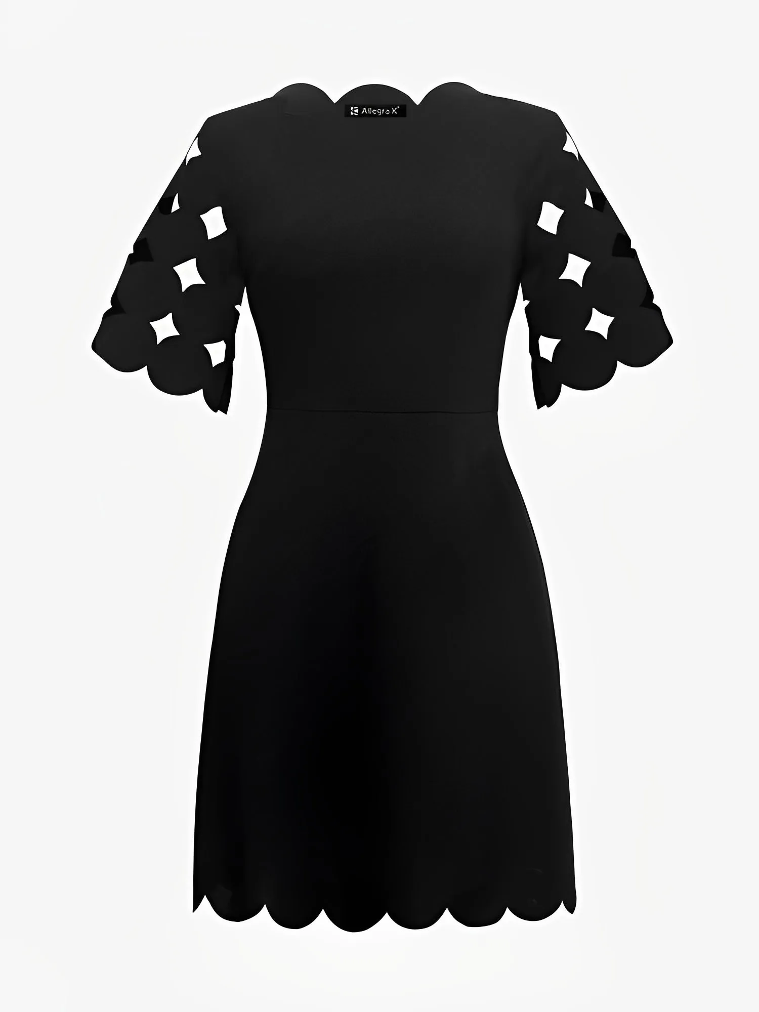 Solid Color Hollow Short Sleeve A-Line Midi Dress sold by Allegra K product image thumbnail 4