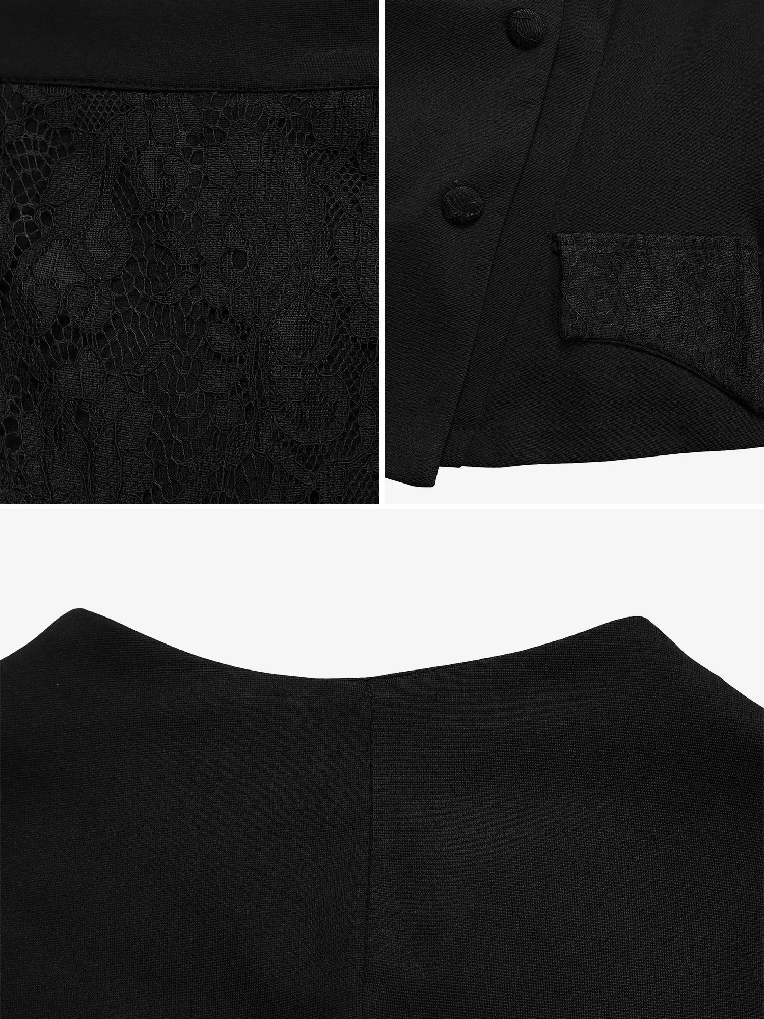 2 Pieces 3/4 Sleeves Blazer & Lace Ruffled Midi Pencil Skirt Set sold by Allegra K product image thumbnail 5