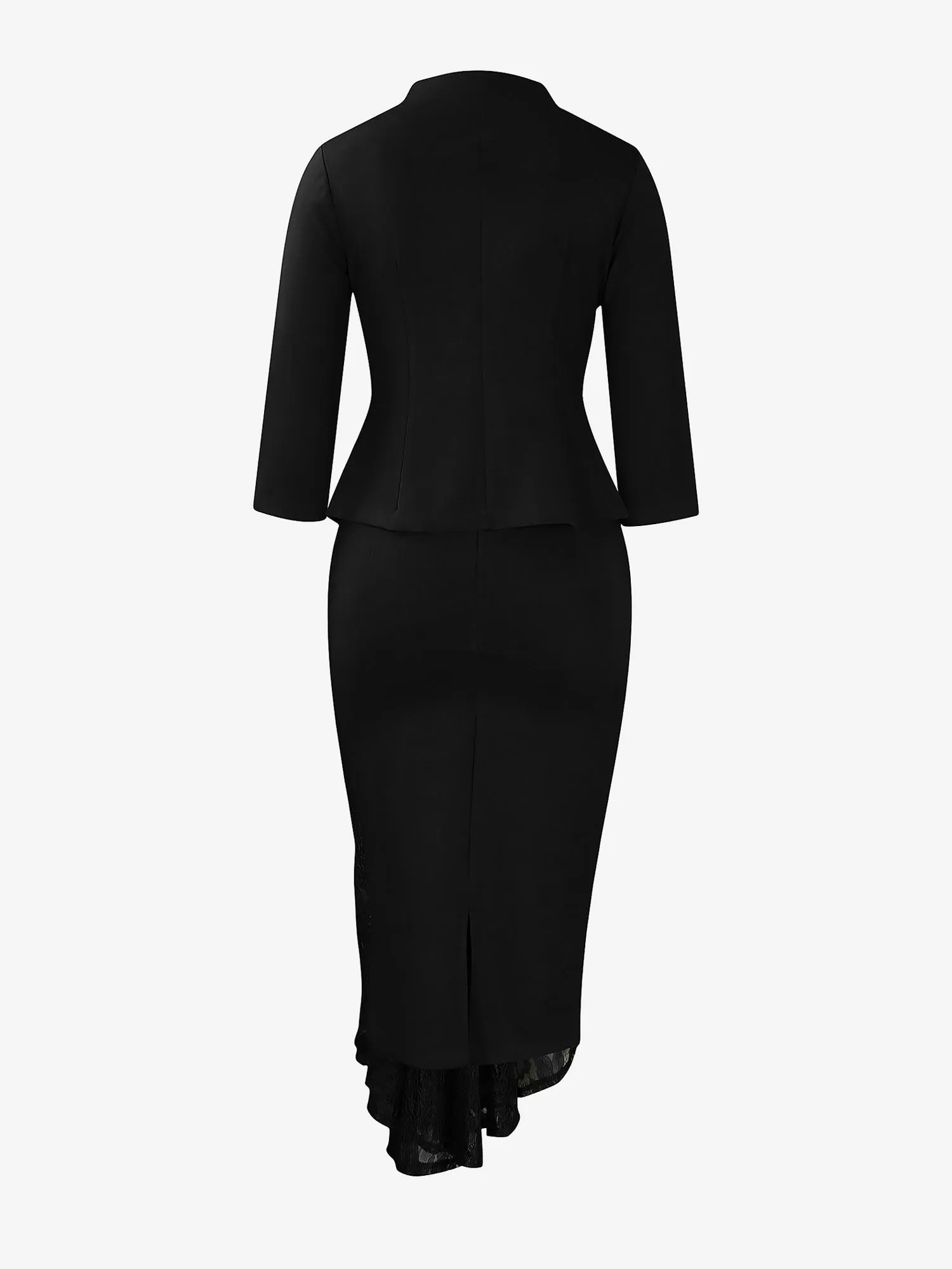 2 Pieces 3/4 Sleeves Blazer & Lace Ruffled Midi Pencil Skirt Set sold by Allegra K product image thumbnail 3