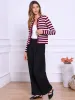 Striped Crew Neck Colorblock Button Down Cardigan sold by Allegra K