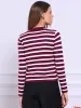Striped Crew Neck Colorblock Button Down Cardigan sold by Allegra K