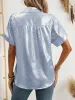 Notched Lapel Metallic Button Down Shirt sold by Allegra K