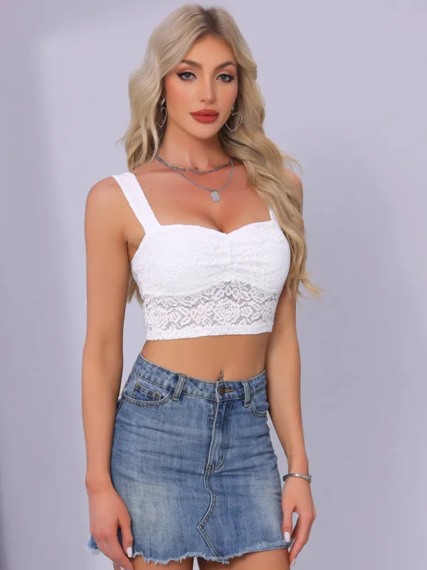 Lace Sleeveless Y2K Going Out Cropped Tank Top sold by Allegra K