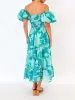 Floral Off Shoulder Smocked Tiered Midi Dress sold by Allegra K