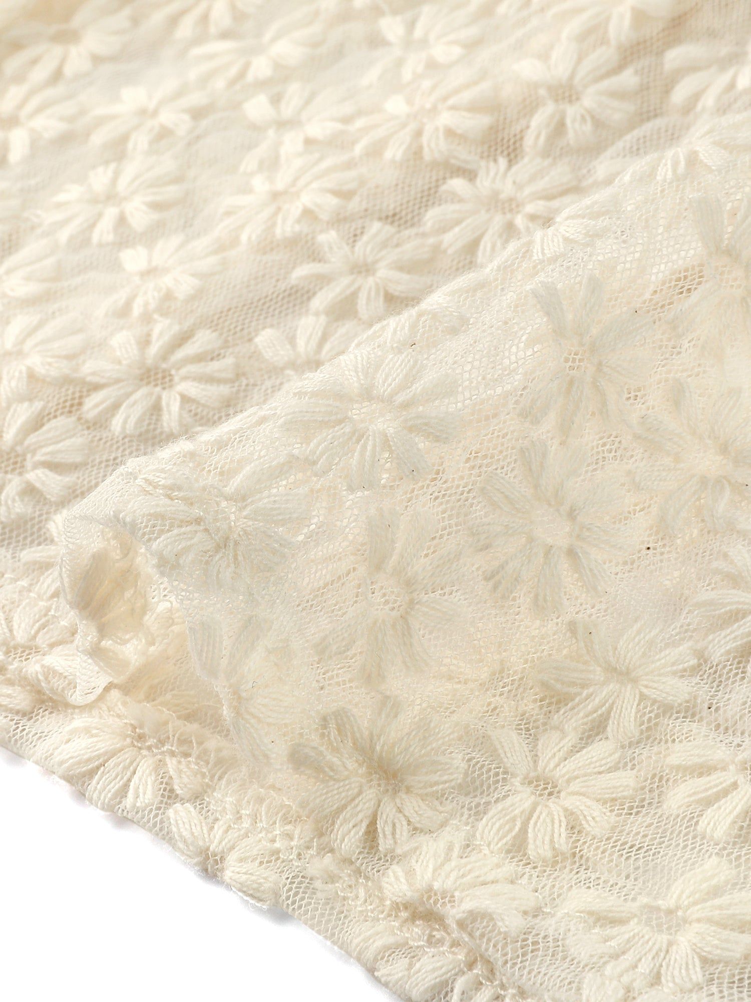 Doll Collar Vintage Shirt Short Sleeve Eyelet Crochet Floral Blouse sold by Allegra K product image thumbnail 5