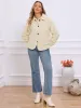 Collar Button Down Winter Warm Fuzzy Faux Fur Jacket sold by Allegra K