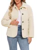 Collar Button Down Winter Warm Fuzzy Faux Fur Jacket sold by Allegra K