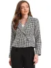 Notch Lapel Houndstooth Buttons Work Long Sleeves Blazer sold by Allegra K