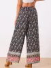 Boho Floral Beach Elastic Waist Palazzo Wide Leg Pockets Pants sold by Allegra K