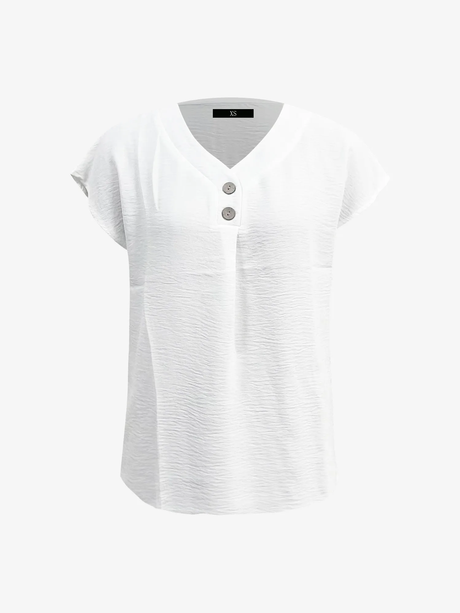 V Neck Button Solid Color Bat Sleeve Casual Blouse sold by Allegra K product image thumbnail 4