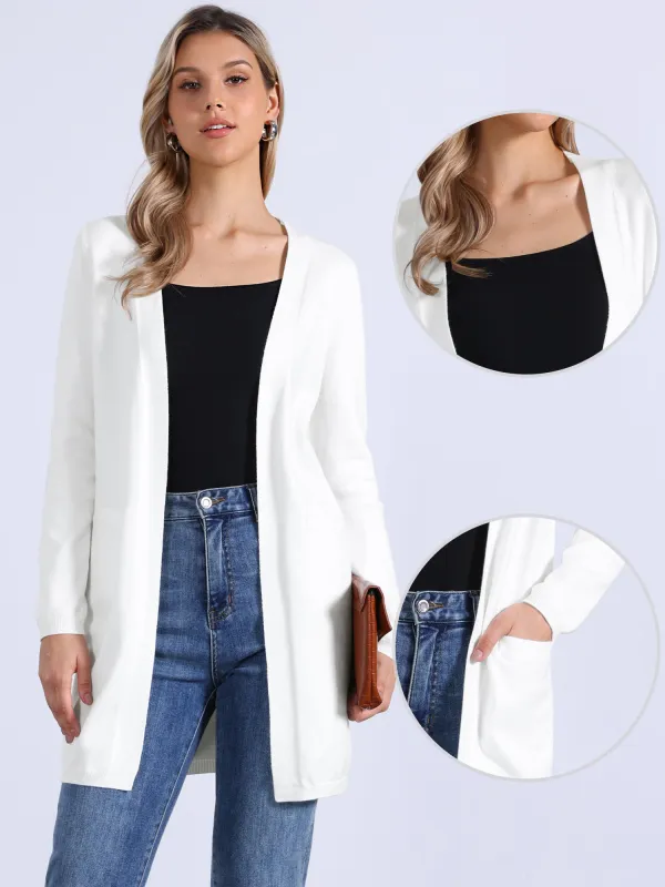 Long Sleeve Open Front Lightweight Knit Long Cardigans sold by Allegra K