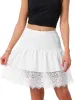 Lace Mini Y2K Ruffle Elastic Waist Tiered A-Line Skirt sold by Allegra K