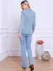 Notched Lapel Button Down Pocketed Denim Jean Jacket sold by Allegra K