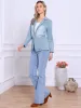 Notched Lapel Button Down Pocketed Denim Jean Jacket sold by Allegra K